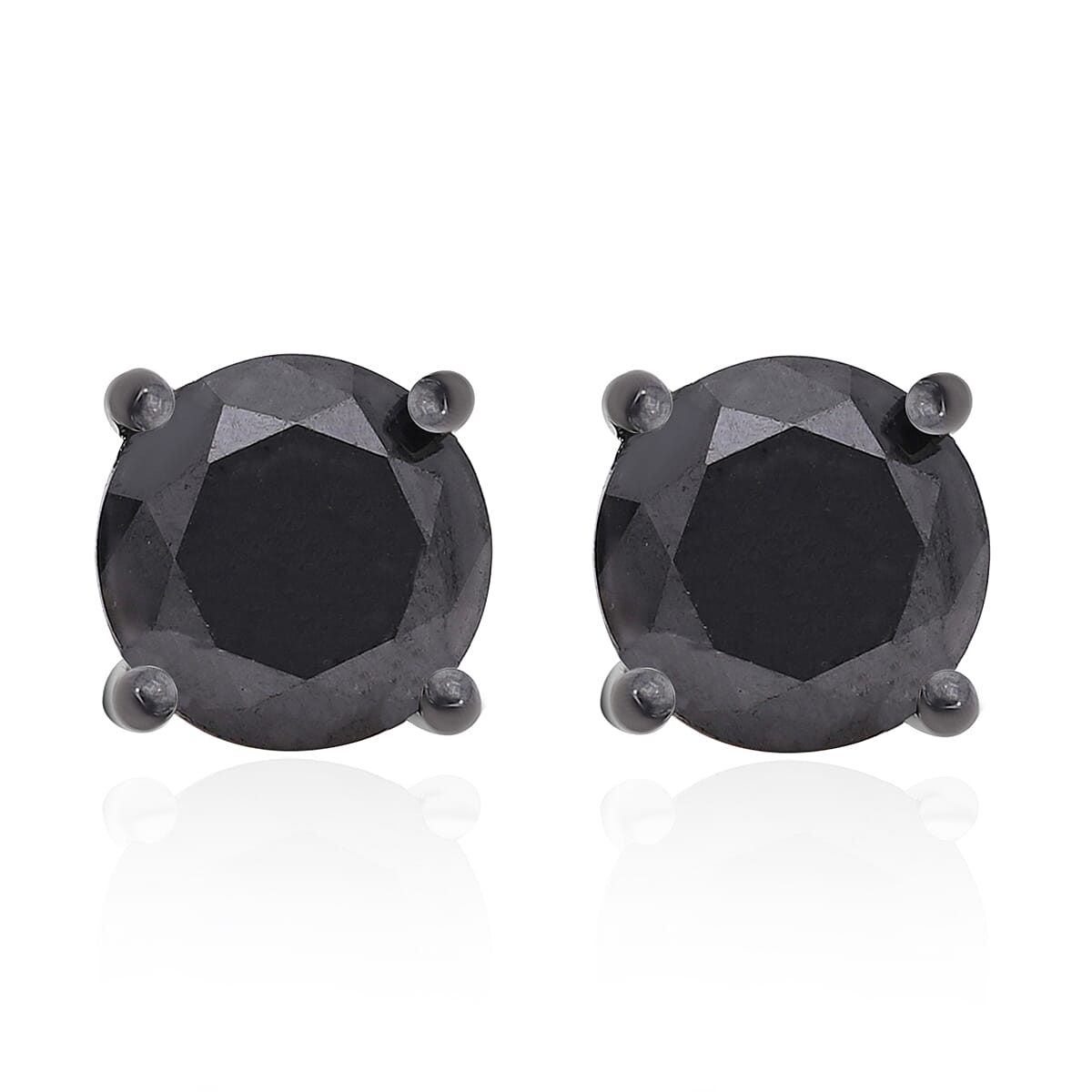 Luxoro 10K White Gold Premium Black Diamond Stud Earrings 3.00 ctw