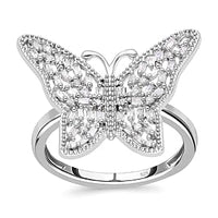 Diamond 0.33 ctw Cluster Ring in Platinum Over Sterling Silver (Size 11.5)