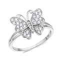 Simulated Diamond Butterfly Ring in Rhodium Over Sterling Silver 0.50 ctw - Sticky add to cart bar