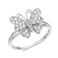Simulated Diamond Butterfly Ring in Rhodium Over Sterling Silver 0.50 ctw