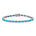 Premium American Natural Sleeping Beauty Turquoise and Natural White Zircon Tennis Bracelet in Platinum Over Sterling Silver (6.50 In) 9.70 Grams 10.25 ctw - Sticky add to cart bar