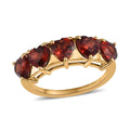 Mozambique Garnet 5 Stone Heart Shape Ring in Vermeil Yellow Gold Over Sterling Silver (Size 10.0) 3.00 ctw - Sticky add to cart bar