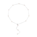 White Freshwater Pearl Lariat Necklace 26 Inches in Stainless Steel - Sticky add to cart bar
