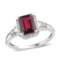 Premium Tanzanian Wine Garnet and Diamond Halo Ring in Platinum Over Sterling Silver 2.15 ctw - Sticky add to cart bar