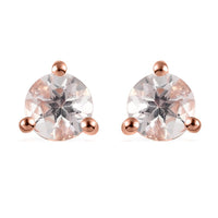 Premium Marropino Morganite Solitaire Stud Earrings in Vermeil Rose Gold Over Sterling Silver 0.85 ctw