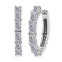 Radiant Cut Moissanite Hoop Earrings in Platinum Over Sterling Silver 3.25 ctw