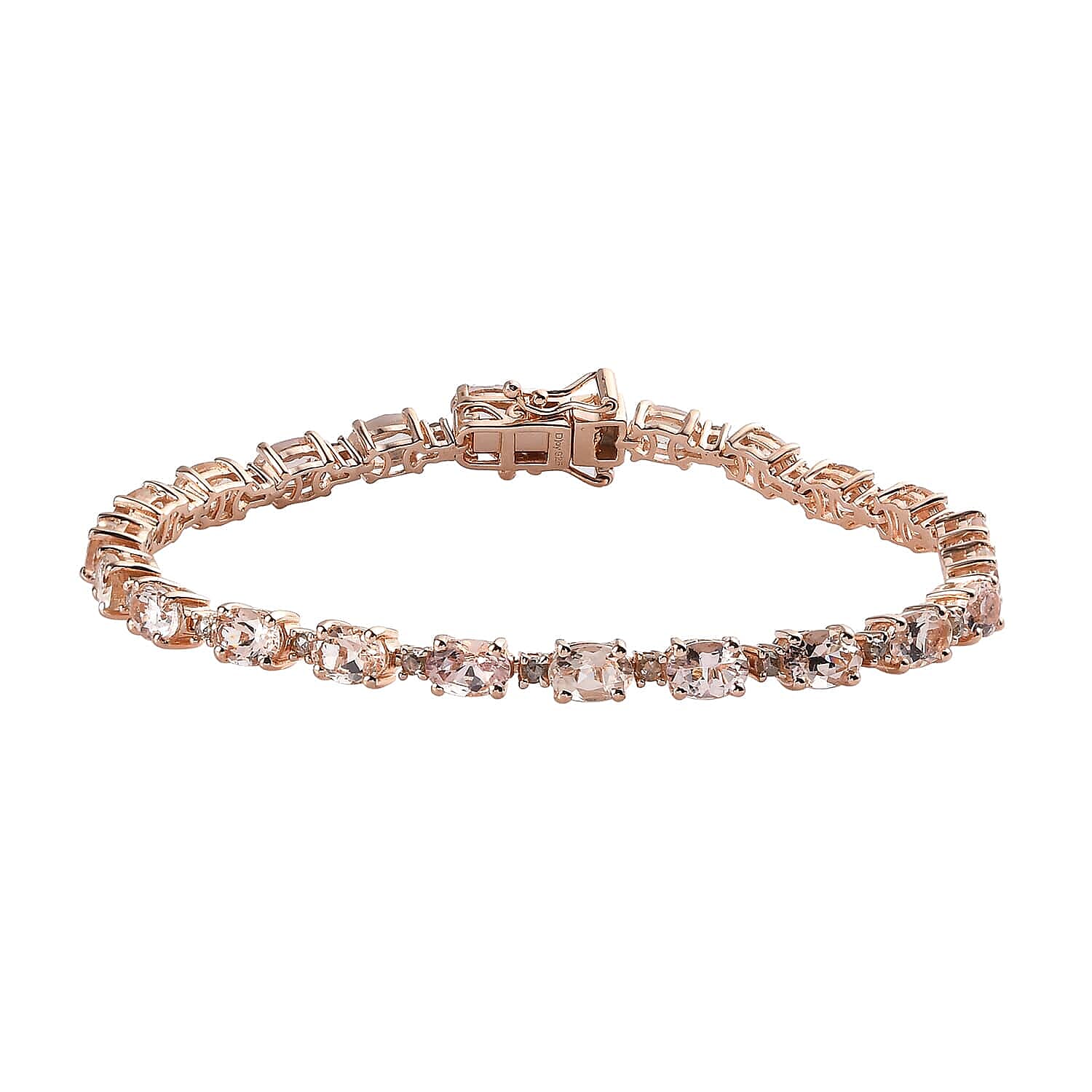 Premium Marropino Morganite and Rose Cut Natural Champagne Diamond Tennis Bracelet in Vermeil Rose Gold Over Sterling Silver (7.25 In) 9.30 Grams 10.60 ctw