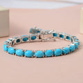 Premium American Natural Sleeping Beauty Turquoise Tennis Bracelet in Platinum Over Sterling Silver (6.50 In) 10.50 Grams 16.00 ctw - Sticky add to cart bar
