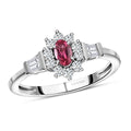 Premium Ouro Fino Rubellite and Natural White Zircon Sunburst Ring in Platinum Over Sterling Silver 0.75 ctw - Sticky add to cart bar