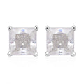 Crushed Ice Cut Moissanite Solitaire Stud Earrings in Rhodium Over Sterling Silver 3.00 ctw - Sticky add to cart bar