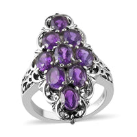 Amethyst Elongated Ring in Stainless Steel 4.00 ctw