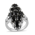 Natural Thai Black Spinel Elongated Ring in Stainless Steel 5.50 ctw - Sticky add to cart bar