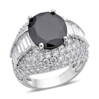 Simulated Purple and White Diamond Ring in Silvertone 12.00 ctw