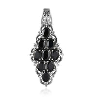Natural Thai Black Spinel Elongated Pendant in Stainless Steel 4.00 ctw