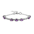 Amethyst Bracelet in Stainless Steel (6.50 In) 3.40 ctw - Sticky add to cart bar