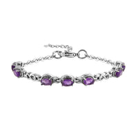 Amethyst Bracelet in Stainless Steel (6.50 In) 3.40 ctw