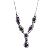 Amethyst Necklace 18 Inches in Stainless Steel 2.60 ctw