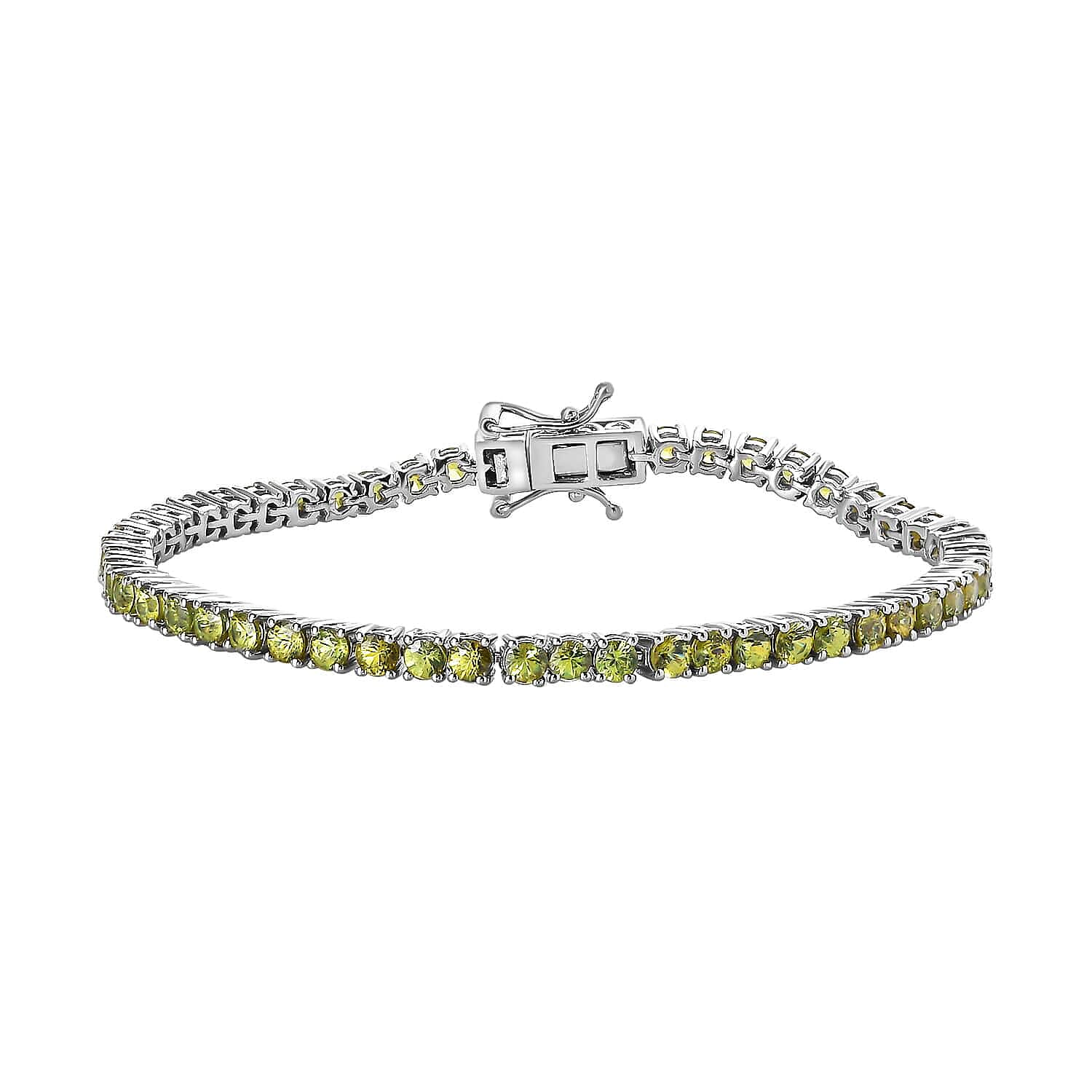 Ambanja Demantoid Garnet Tennis Bracelet in Platinum Over Sterling Silver (7.25 In) 8.60 ctw