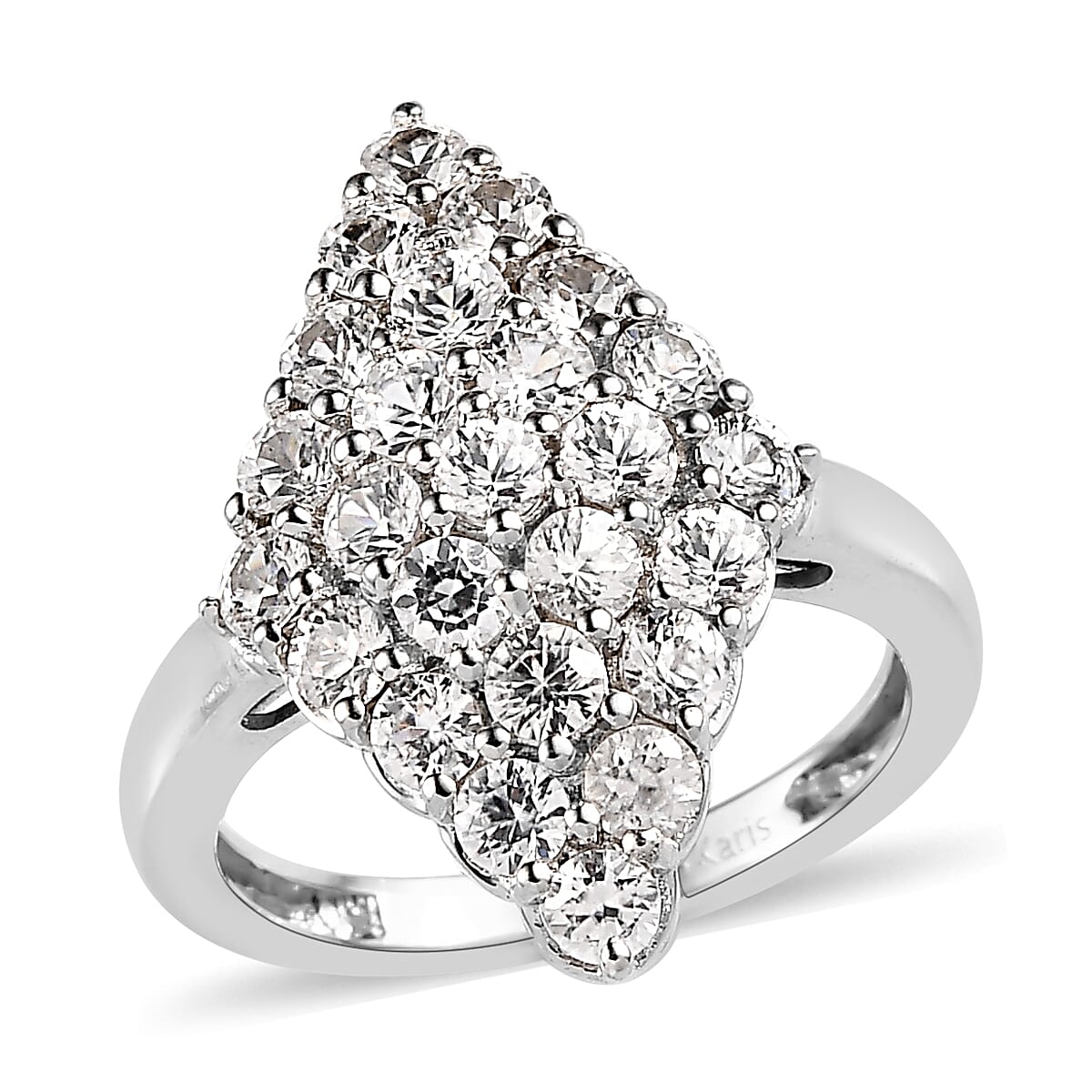 Karis White Zircon Elongated Ring in Platinum Bond (Size 10.0) 2.40 ctw