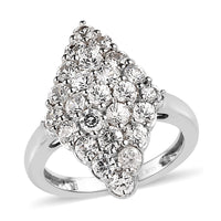 Karis White Zircon Elongated Ring in Platinum Bond (Size 10.0) 2.40 ctw