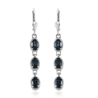 London Blue Topaz Dangling Earrings in Platinum Over Sterling Silver 3.15 ctw
