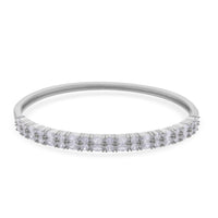 Simulated Diamond Bangle Bracelet in Silvertone (6.00 In) 11.65 ctw