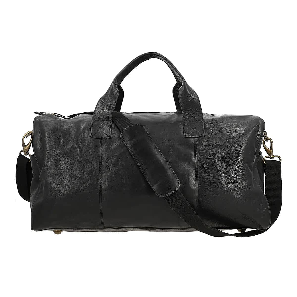 100% Genuine Leather Luggage Duffle Bag  SIZE: 20(L)x10(W)x10(H)Inches  COLOR: Black
