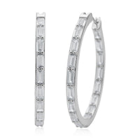 Simulated Diamond Hoop Earrings in Silvertone 11.00 ctw