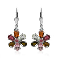 Multi-Tourmaline Floral Earrings in Platinum Over Sterling Silver 4.25 ctw - Sticky add to cart bar