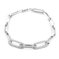 14K White Gold Diamond Paperclip Bracelet (7.50 In) 7.60 Grams 1.40 ctw