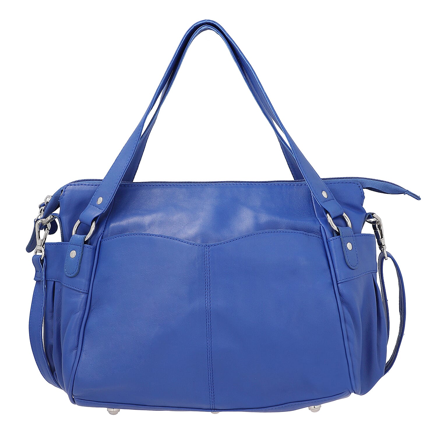 100%  Genuine Leather RFID Bailey Bag, Color : Blue, Size : 17x11x3 in