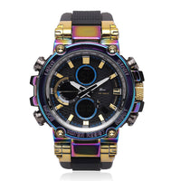 GENOA Japanese and Electronic Movement Multifunctional Key Watch with Black Silicone Strap