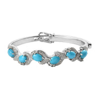 American Natural Sleeping Beauty Turquoise Buckle Bangle Bracelet in Sterling Silver| Turquoise Bracelet|Silver Bracelet For Women  (6.25 In) 32.40 Grams 7.10 ctw
