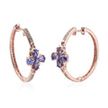 AAA Tanzanite and Natural White Zircon Hoop Earrings in Vermeil Rose Gold Over Sterling Silver 2.00 ctw - Sticky add to cart bar