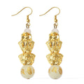 Feng Shui Gold Sandstone Beaded Pi xiu Earrings in Goldtone 25.00 ctw - Sticky add to cart bar