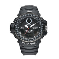 GENOA Miyota Japanese and Electronic Movement Multi Functional Watch with Black Strap (44.70mm) (7.5-9.0 Inch)
