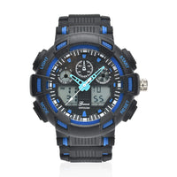 GENOA Japanese and Electronic Movement Watch with Black and Blue Silicone Strap