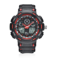 GENOA Japanese and Electronic Movement Watch with Black and Blue Silicone Strap
