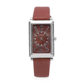 Strada Japanese Movement White Austrian Crystal Watch with Chocolate Color Faux Leather Strap (35 mm) (6.75-8.25 Inches) - Sticky add to cart bar