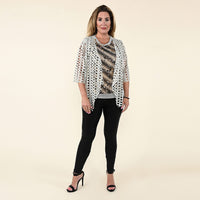 TAMSY Gray Tank Top with Gold Sequins and Cut Out Jacket Set - L