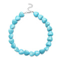 Valentine Special Deal Freshened Purple Howlite Heart Beaded Necklace 18 Inches in Silvertone 423.00 ctw - Sticky add to cart bar