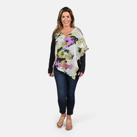 TAMSY Black and Purple Color Woven Top - L