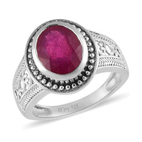 Artisan Crafted Niassa Ruby (FF) Solitaire Ring in Sterling Silver 3.90 ctw