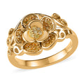 Natural Yellow Diamond I3 Floral Ring in Vermeil Yellow Gold Over Sterling Silver 0.20 ctw - Sticky add to cart bar