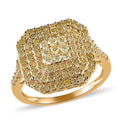 Natural Yellow Diamond I3 Signature Cluster Ring in Vermeil Yellow Gold Over Sterling Silver - Sticky add to cart bar