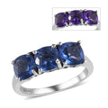 Color Change Fluorite 3 Stone Ring in Platinum Over Sterling Silver 3.35 ctw - Sticky add to cart bar