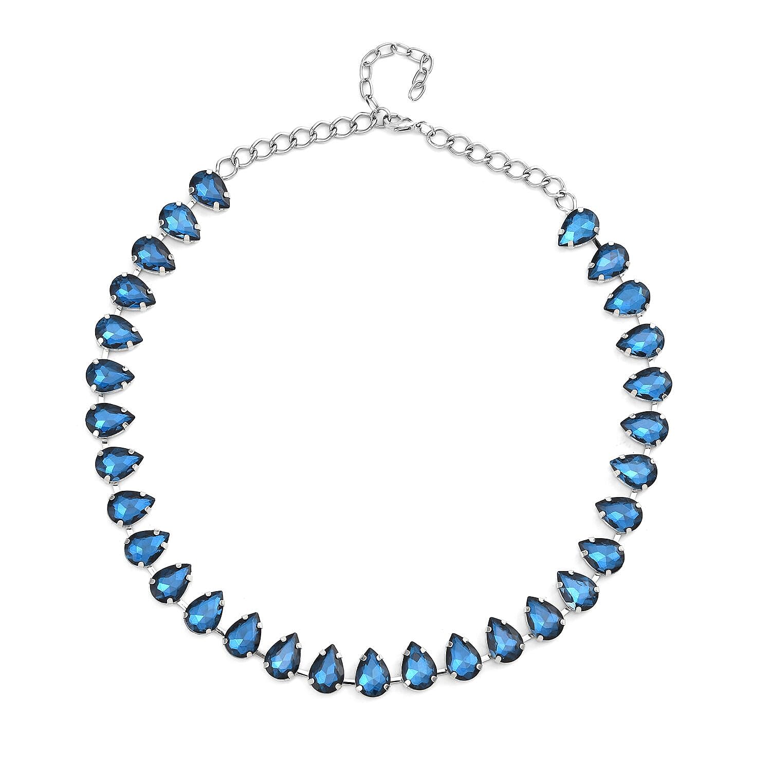 Multi Color Glass Tennis Necklace 20-22 Inches in Goldtone