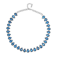 Multi Color Glass Tennis Necklace 20-22 Inches in Goldtone