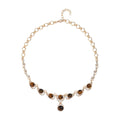 Yellow Tiger's Eye and Austrian Crystal Necklace 20-22 Inches in Goldtone 30.00 ctw - Sticky add to cart bar