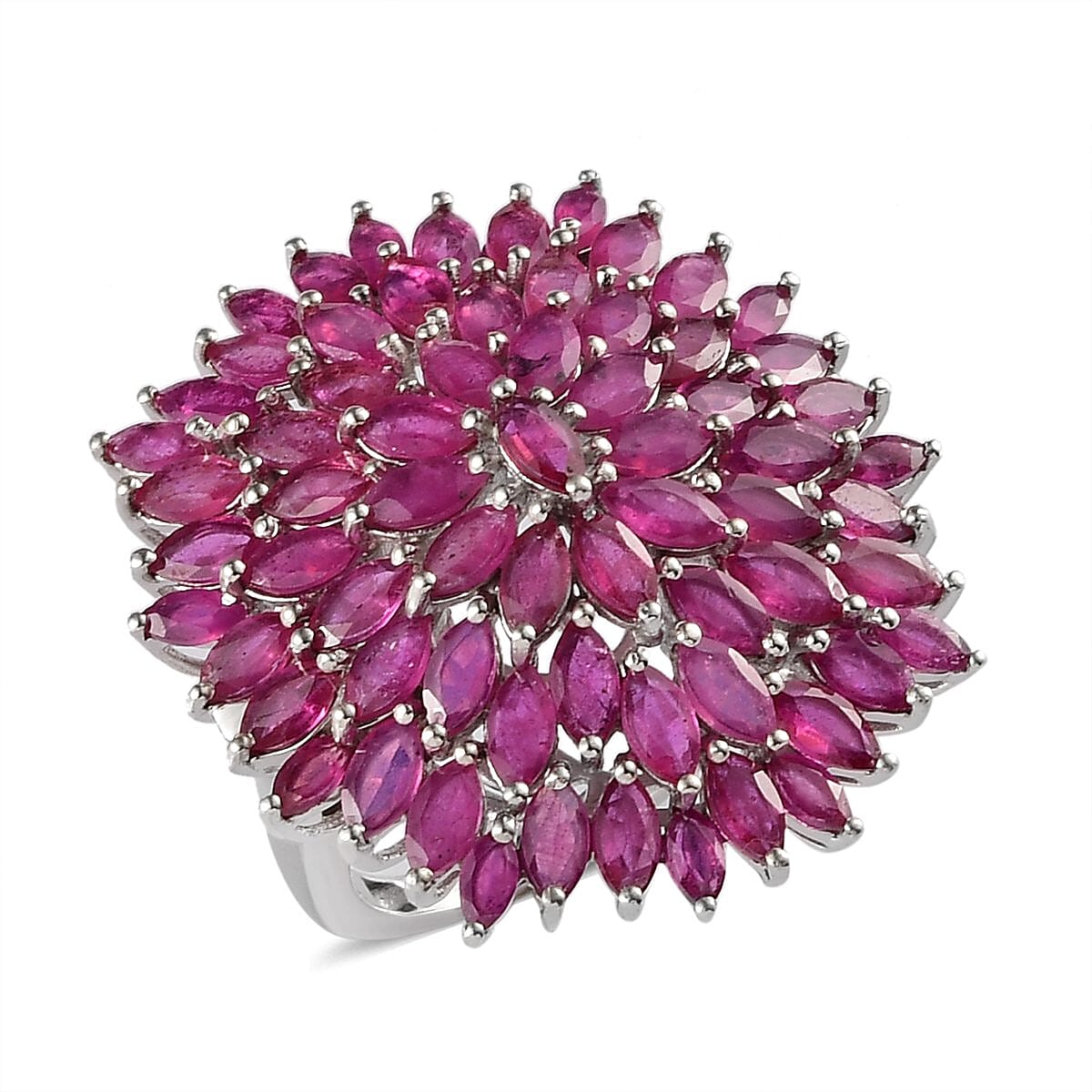Niassa Ruby (FF) Cluster Ring in Platinum Over Sterling Silver 7.85 Grams 12.35 ctw (Delivery in 5-7 Business Days)